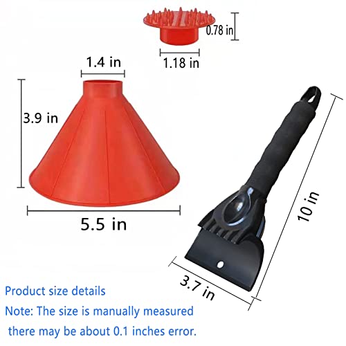 Zqilin 4 Magical ice scrapers - Round Windshield ice Wiper, Funnel Snow Remover, 2Pcs snowless Scraper with Ergonomic Handle, 6 Pieces in Total.