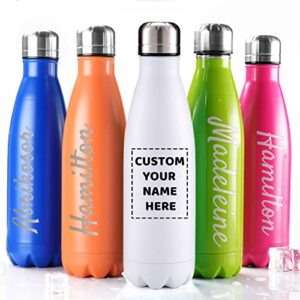 KEAECIZ Personalized Water Bottle Engraved Your Name, Custom 17oz Stainless Steel Sports Bottle Perfect for the gym and office/Outdoors Insulated Water Bottle