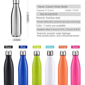 KEAECIZ Personalized Water Bottle Engraved Your Name, Custom 17oz Stainless Steel Sports Bottle Perfect for the gym and office/Outdoors Insulated Water Bottle