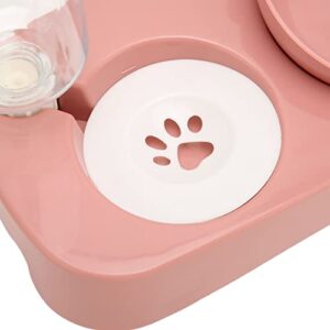 Pet Water Food Bowls, Dog Cat Bowl with Automatic Water Dispenser Bottle Automatic Water Feeder Food Dish Set for Dogs Cats (Pink)