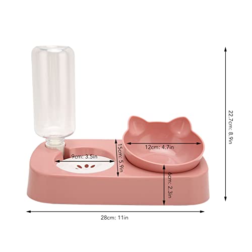 Pet Water Food Bowls, Dog Cat Bowl with Automatic Water Dispenser Bottle Automatic Water Feeder Food Dish Set for Dogs Cats (Pink)