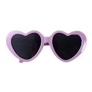 plastic pet glasses, heart shaped cat sunglasses cute cat eye-wears fashion dog glasses, pets photos props cat decor accessories(purple)