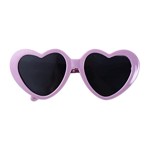 Plastic Pet Glasses, Heart Shaped Cat Sunglasses Cute Cat Eye-Wears Fashion Dog Glasses, Pets Photos Props Cat Decor Accessories(Purple)