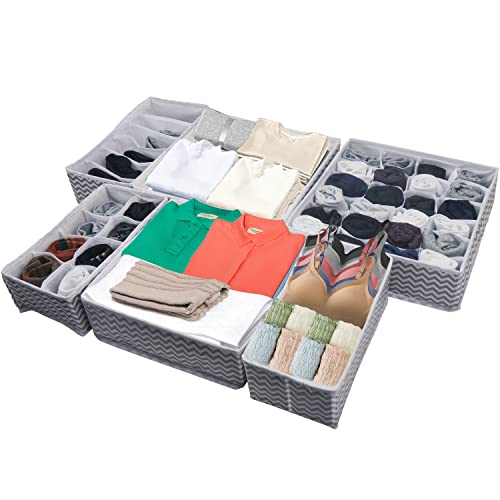 SandKing 6PACK Drawer Organizers Dividers, Clothes Wardrobe Organizer Bins Storage box with Cardboard for Sorting Baby Clothes, Underclothes, Scarf