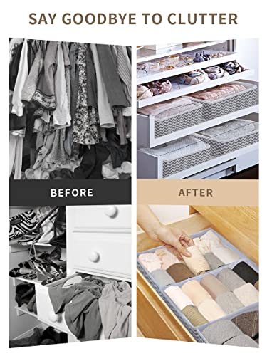 SandKing 6PACK Drawer Organizers Dividers, Clothes Wardrobe Organizer Bins Storage box with Cardboard for Sorting Baby Clothes, Underclothes, Scarf