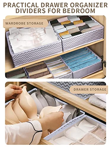 SandKing 6PACK Drawer Organizers Dividers, Clothes Wardrobe Organizer Bins Storage box with Cardboard for Sorting Baby Clothes, Underclothes, Scarf