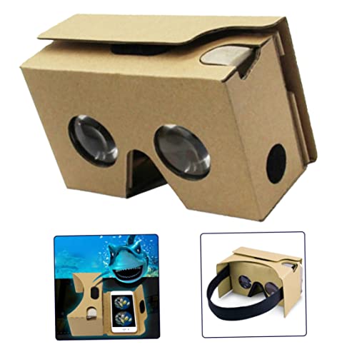 Vr Goggles Cardboard Vr Goggles Cardboard Virtual Reality Glasses 3D Vr Headset Virtual Reality Box 3D Virtual Reality Glasses Box DIY Vr Viewer for Smartphones Khaki