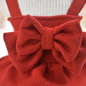 FLAdorepet Dog Dress for Christmas Holiday Party Winter Warm Small Dog Bowknot Dress Tutu Skirt, Cat Costume Clothes Pet Apparel (X-Large, Red)