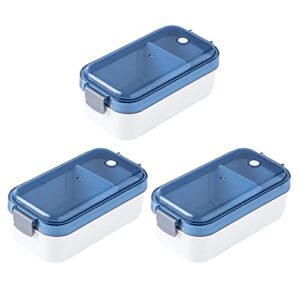 3 Pack Plastic Food Fruits Small Storage Containers with Lids, 100% BPA Free, Food Grade Materials, Dishwasher, Microwave and Freezer Friendly (Color : Blue)