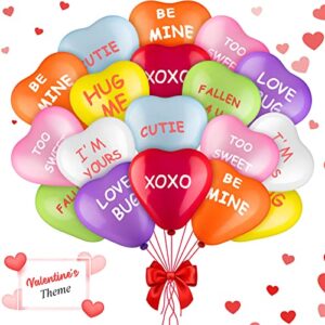 48 Pieces Valentine's Day Balloons Candy Color 12 Inch XOXO Be Mine Valentine's Day Heart Shaped Message Balloons Decoration Proposal Show Love Anniversary Latex Heart Balloons for Party Supplies Home