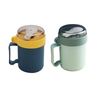 Eioflia Kids Food Flask Food Flask Kids Soup Flask Bento Soup Box Food Flask for Children Portable Leakproof Hot Soup Bento Jar Box with Foldable Spoon Green