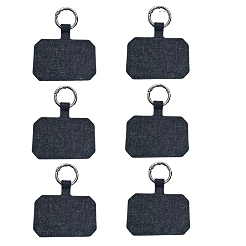 Universal Phone Tether Tab Phone Lanyard Patch,6 Pack Secure Phone Strap Hands Free Holder,Connector Card for Phone Lanyard Phone Strap Patch Phone Necklace Tender-Black A