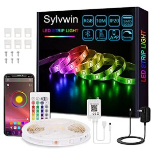 sylvwin Led Strip Lights 32.8ft,RGB Color Changing Led Lights Strip&TV Led Backlight,6.56ft Led Light Strip for 30-50 in TV