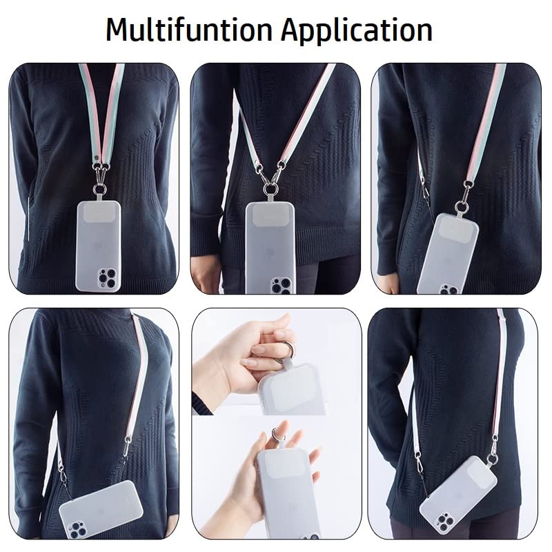 Universal Phone Tether Tab Phone Lanyard Patch,6 Pack Secure Phone Strap Hands Free Holder,Connector Card for Phone Lanyard Phone Strap Patch Phone Necklace Tender-Grey C