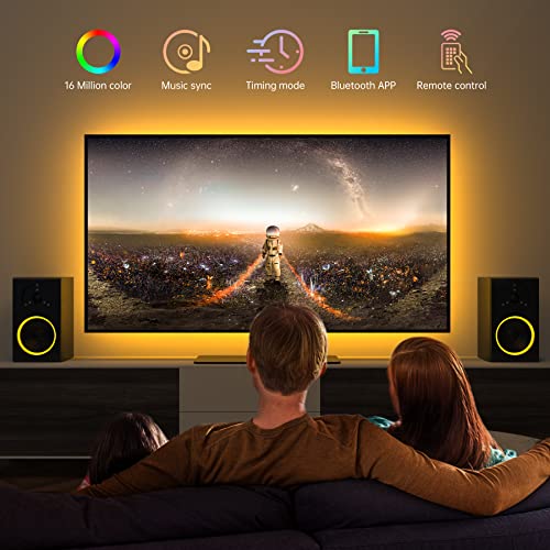 LED Strip Lights 16.4FT,RGB Strip Lights with Color Changing&LED Lights for TV 65-75in,14.3ft USB TV Led Backlight with Music Sync,RGB Led Strip Lights with Bluetooth Remote,Room Led Lights for Bedro