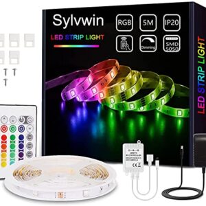 LED Strip Lights 16.4FT,RGB Strip Lights with Color Changing&LED Lights for TV 65-75in,14.3ft USB TV Led Backlight with Music Sync,RGB Led Strip Lights with Bluetooth Remote,Room Led Lights for Bedro