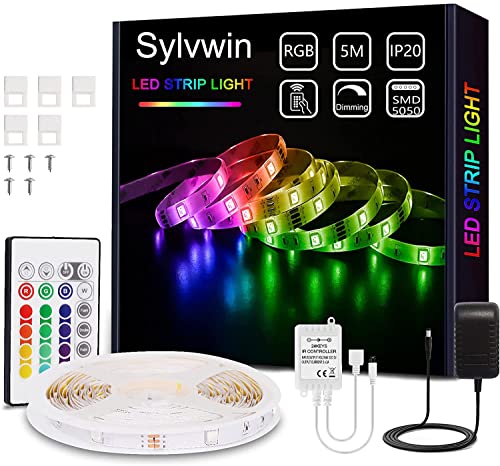 LED Strip Lights 16.4FT,RGB Strip Lights with Color Changing&LED Lights for TV 65-75in,14.3ft USB TV Led Backlight with Music Sync,RGB Led Strip Lights with Bluetooth Remote,Room Led Lights for Bedro