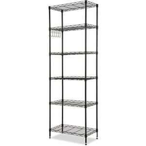 BATHWA 6 Shelf Adjustable Wire Shelving Units, Heavy Duty Metal Storage Wire Shelf with Leveling Feet, Utility Steel Shelves for Garage, Kitchen, Living Room, Bathroom,