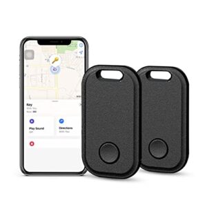 2 pack key finder smart bluetooth tracker item finder work with apple find my item locator anti-lost device for keys, bags and more global positioning ios only black