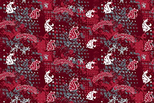 SYKEL ENTERPRISES Washington State University Cotton Fabric by Sykel-Licensed Washington State WSU Cougars Splatter Cotton Fabric