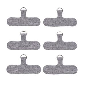 universal phone tether tab phone lanyard patch,6 pack secure phone strap hands free holder,connector card for phone lanyard phone strap patch phone necklace tender-grey b