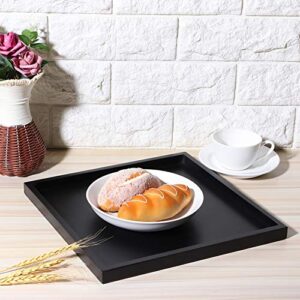 Alvinlite Serving Tray Black Wooden Serving Tray Wooden Decorative Square Tray for Coffee Table Modern Home Decorations 12x12 inch