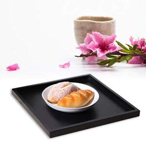 Alvinlite Serving Tray Black Wooden Serving Tray Wooden Decorative Square Tray for Coffee Table Modern Home Decorations 12x12 inch