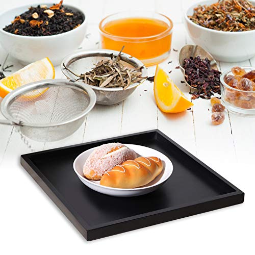 Alvinlite Serving Tray Black Wooden Serving Tray Wooden Decorative Square Tray for Coffee Table Modern Home Decorations 12x12 inch