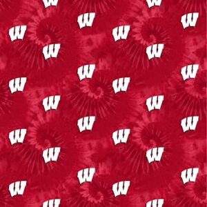 university of wisconsin cotton fabric by sykel-licensed wisconsin badgers tye dye cotton fabric