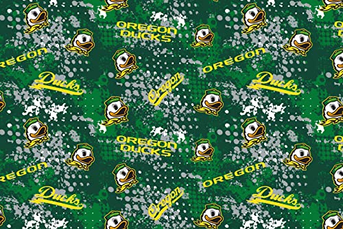 University of Oregon Cotton Fabric by Sykel-Licensed Oregon Ducks Splatter Cotton Fabric
