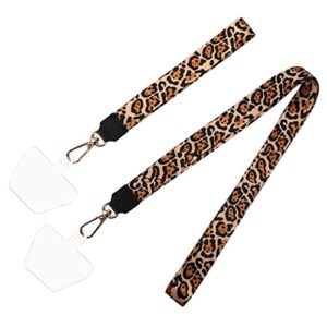 universal cell phone lanyard, crossbody phone lanyard, wrist strap, lanyards for keys, adjustable detachable shoulder strap and phone tether,phone strap compatible with most smartphones-brown leopard