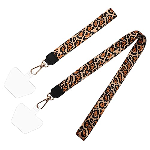 Universal Cell Phone Lanyard, Crossbody Phone Lanyard, Wrist Strap, lanyards for Keys, Adjustable Detachable Shoulder Strap and Phone Tether,Phone Strap Compatible with Most Smartphones-Brown Leopard