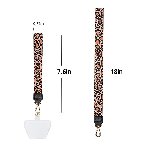 Universal Cell Phone Lanyard, Crossbody Phone Lanyard, Wrist Strap, lanyards for Keys, Adjustable Detachable Shoulder Strap and Phone Tether,Phone Strap Compatible with Most Smartphones-Brown Leopard