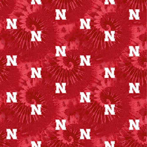 SYKEL ENTRPRISES University of Nebraska Cotton Fabric by Sykel-Licensed Nebraska Cornhuskers Tye Dye Cotton Fabric