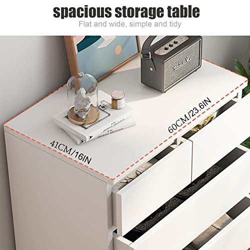 DRAMLOR 6 Drawer Tall White Dresser, Simple and Modern Wood Tall Dressers for Bedroom, 6 Drawer Chest of Drawers Closet Organizers and Storage Suitable for Living Room, Bedroom, Hallway