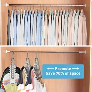 10 Space Saving Hangers,Plastic Hangers,Clothes Hangers Organizer,Smart Closet Space Saver Hanger,Nine-Hole Folding Wardrobe Closet Organizer,Home and Dormitory Student Closet Storage Hanger