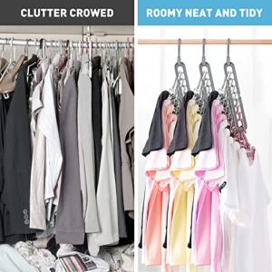 10 Space Saving Hangers,Plastic Hangers,Clothes Hangers Organizer,Smart Closet Space Saver Hanger,Nine-Hole Folding Wardrobe Closet Organizer,Home and Dormitory Student Closet Storage Hanger