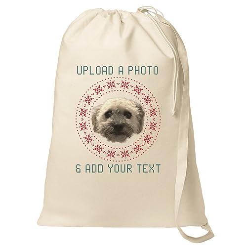 Custom Pet Photo Santa Bags: Canvas Laundry Bag