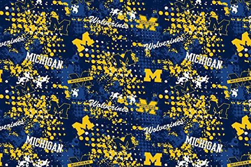 University of Michigan Cotton Fabric by Sykel-Licensed Michigan Wolverines Splatter Cotton Fabric