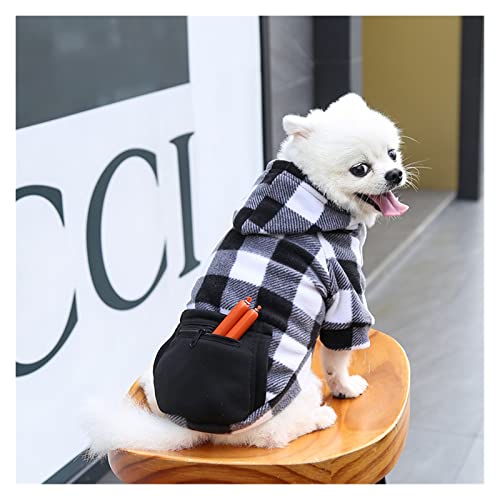 LYCICILI Puppy Clothes Winter Soft Wool Dog Plaid Hoodies Warm Pet Dog Clothes, for Small Large Dogs Chihuahua Sweater Clothing Puppy Coat Jacket (Color : Black White, Size : 5X-Large)