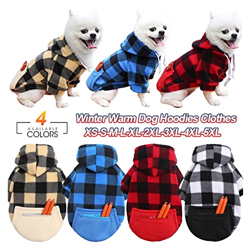 LYCICILI Puppy Clothes Winter Soft Wool Dog Plaid Hoodies Warm Pet Dog Clothes, for Small Large Dogs Chihuahua Sweater Clothing Puppy Coat Jacket (Color : Black White, Size : 5X-Large)