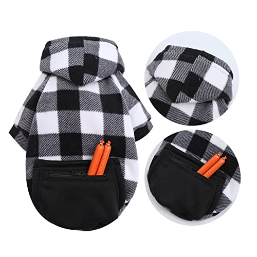 LYCICILI Puppy Clothes Winter Soft Wool Dog Plaid Hoodies Warm Pet Dog Clothes, for Small Large Dogs Chihuahua Sweater Clothing Puppy Coat Jacket (Color : Black White, Size : 5X-Large)