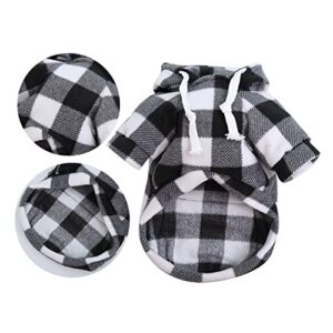 LYCICILI Puppy Clothes Winter Soft Wool Dog Plaid Hoodies Warm Pet Dog Clothes, for Small Large Dogs Chihuahua Sweater Clothing Puppy Coat Jacket (Color : Black White, Size : 5X-Large)