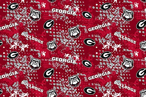 University of Georgia Cotton Fabric by Sykel-Licensed Georgia Bulldogs Splatter Cotton Fabric