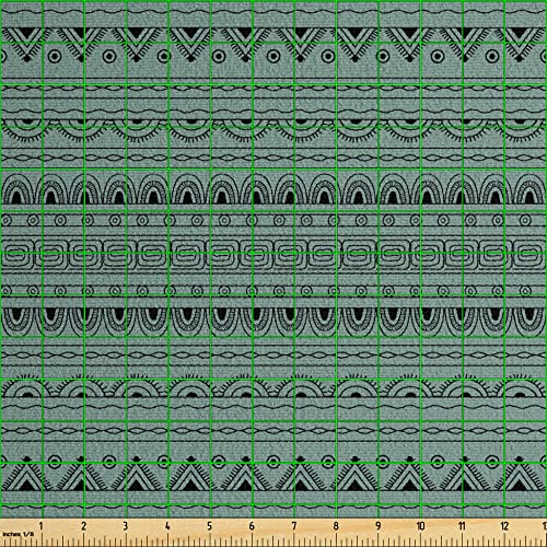 Ambesonne Tribal Faux Suede Fabric by The Yard, Ethnic Native American Bohemian Style Geometric Funky Forms Pattern, for Indoor Outdoor DIY Projects Upholstery, 1 Yard, Charcoal Grey and Pale Teal