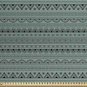 Ambesonne Tribal Faux Suede Fabric by The Yard, Ethnic Native American Bohemian Style Geometric Funky Forms Pattern, for Indoor Outdoor DIY Projects Upholstery, 1 Yard, Charcoal Grey and Pale Teal