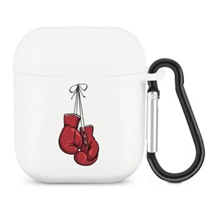 red boxing gloves compatible with airpods 2nd 1st generation case cover cute graphic protector with keychain for men women