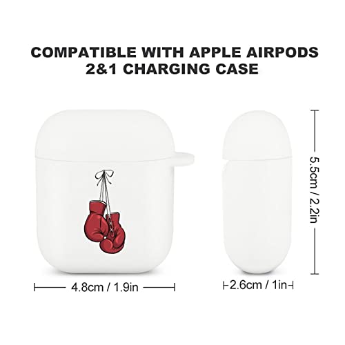 Red Boxing Gloves Compatible with AirPods 2nd 1st Generation Case Cover Cute Graphic Protector with Keychain for Men Women