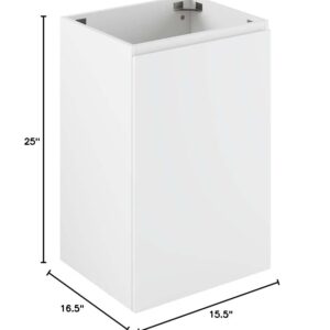 Modway Vitality 18" Wall-Mount Bathroom Vanity (Sink Basin Not Included), 18 Inch, White