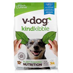 v-dog vegan kibble dry dog food (24 lb) | plant based protein with added taurine for sensitive stomach and skin | adult dog food | vegetarian superfood with certified organic ingredients | made in us